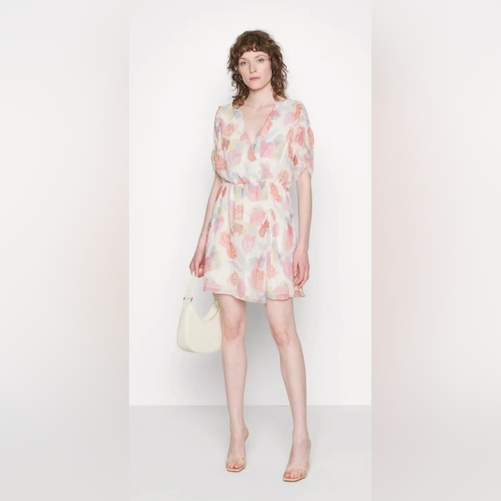 New Ted Baker Juleah Ruched Sleeve Detail Floral Print Mini Dress NWT